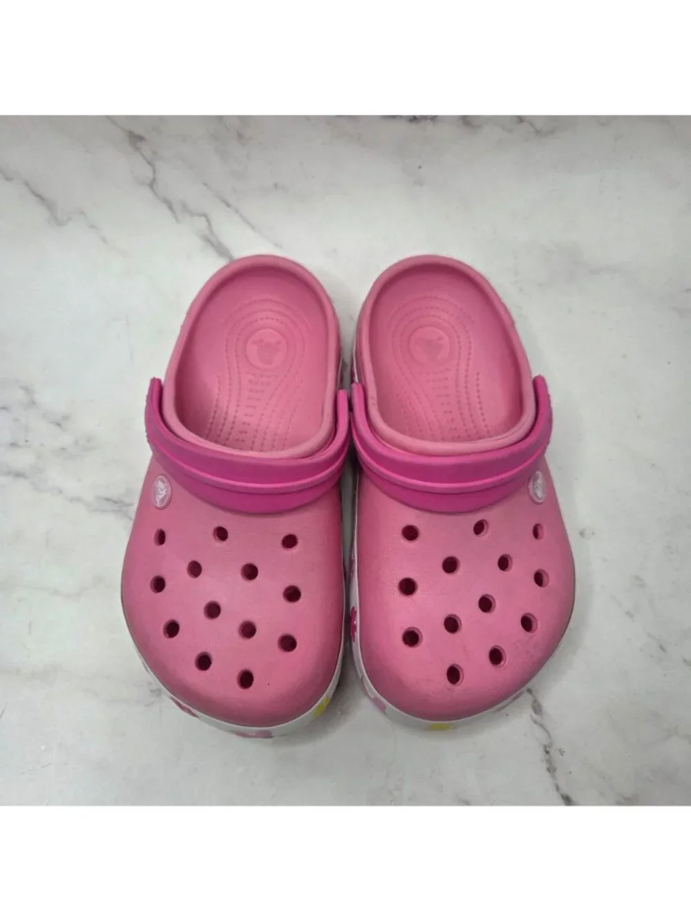 Crocs Disney Fun Lab Minnie Mouse Pink Clogs Sandals Light Up Shoes Girls 2 (J)